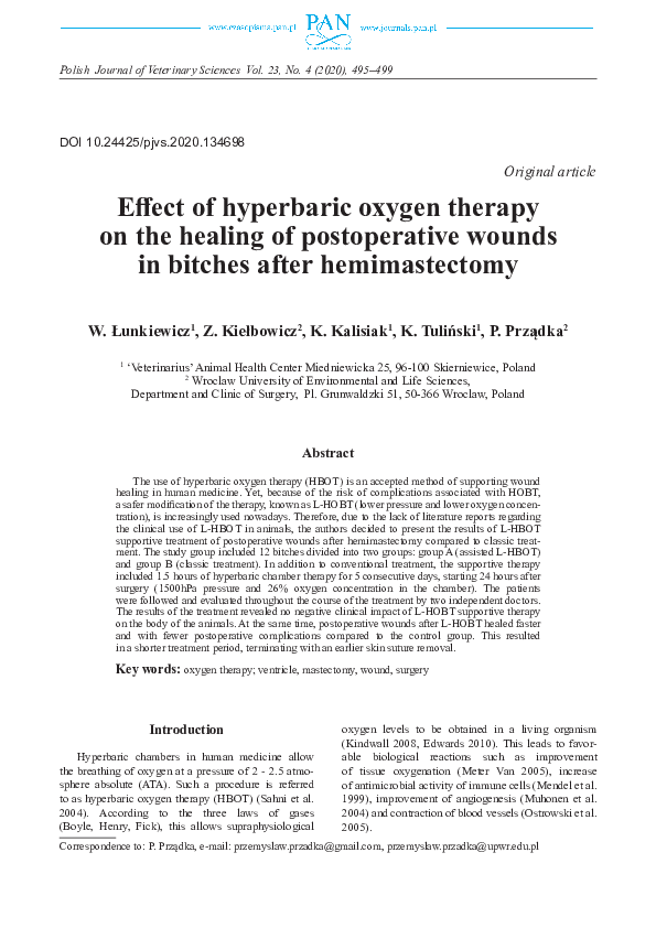 (PDF) Effect of hyperbaric oxygen therapy on the healing of ...