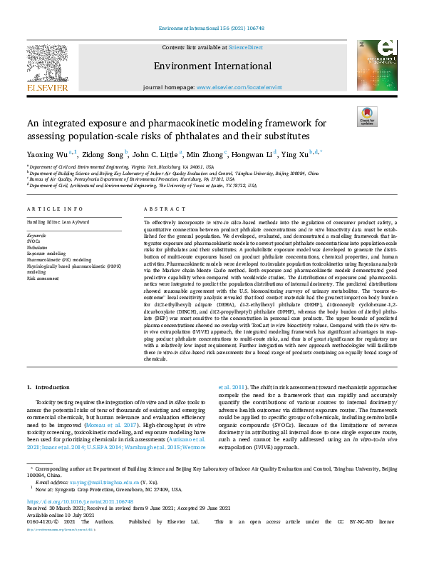 (PDF) An integrated exposure and pharmacokinetic modeling framework for ...