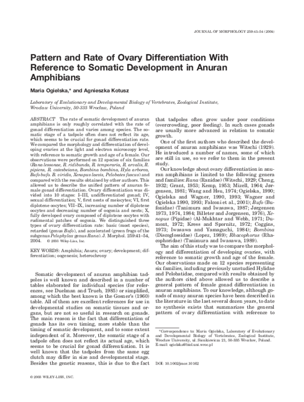 (PDF) Pattern and rate of ovary differentiation with reference to ...