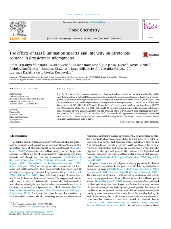 (PDF) The effects of LED illumination spectra and intensity on ...