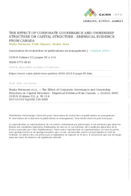 (PDF) The Effect of Corporate Governance and Ownership Structure on ...