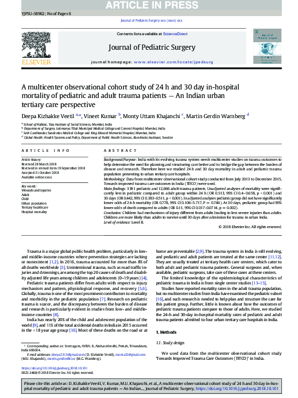 (PDF) A multicenter observational cohort study of 24 h and 30 day in ...