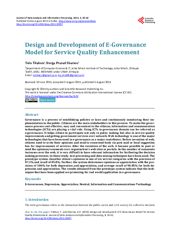 (PDF) Design and Development of E-Governance Model for Service Quality ...