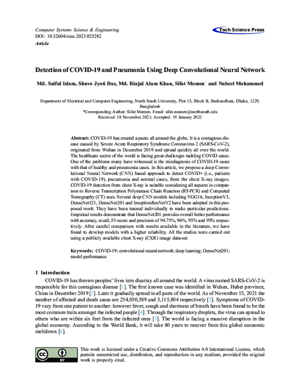 (PDF) Detection of COVID-19 and Pneumonia Using Deep Convolutional ...