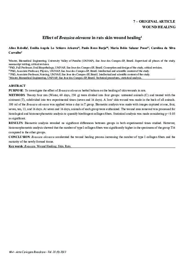(PDF) 7 – ORIGINAL ARTICLE WOUND HEALING Effect of Brassica oleracea in ...