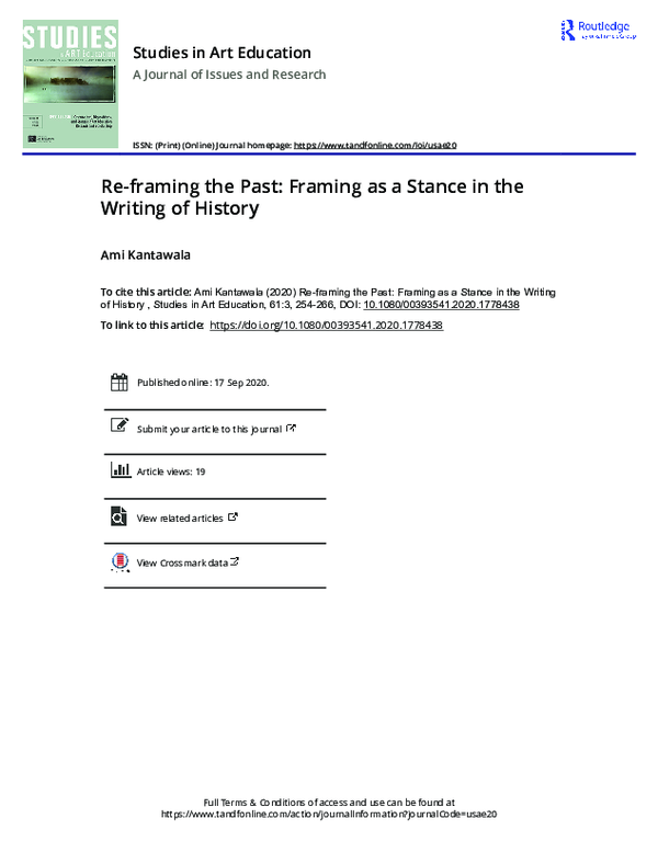 (PDF) Re-framing the Past: Framing as a Stance in the Writing of History