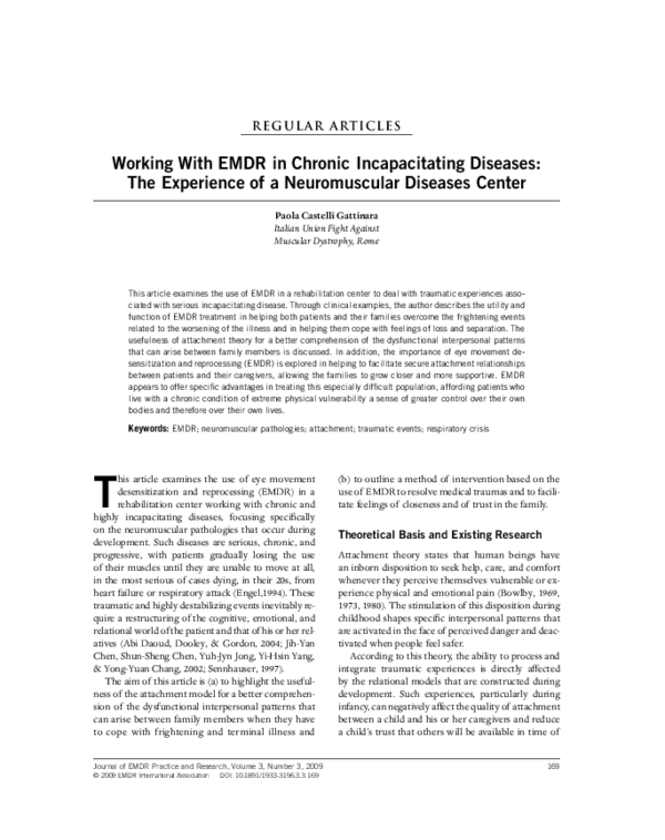 (PDF) Working With EMDR in Chronic Incapacitating Diseases: The ...