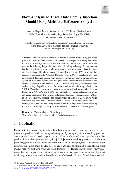 (PDF) Flow Analysis of Three Plate Family Injection Mould Using ...
