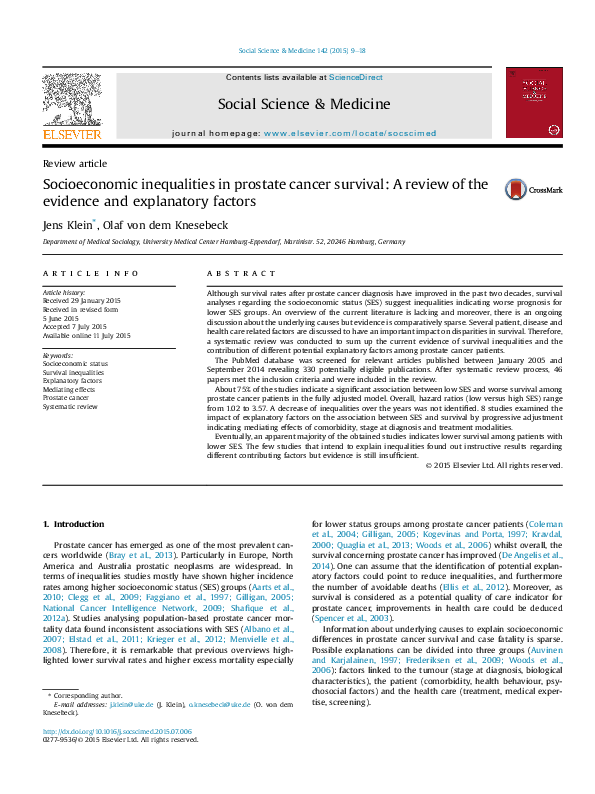 (PDF) Socioeconomic inequalities in prostate cancer survival: A review ...