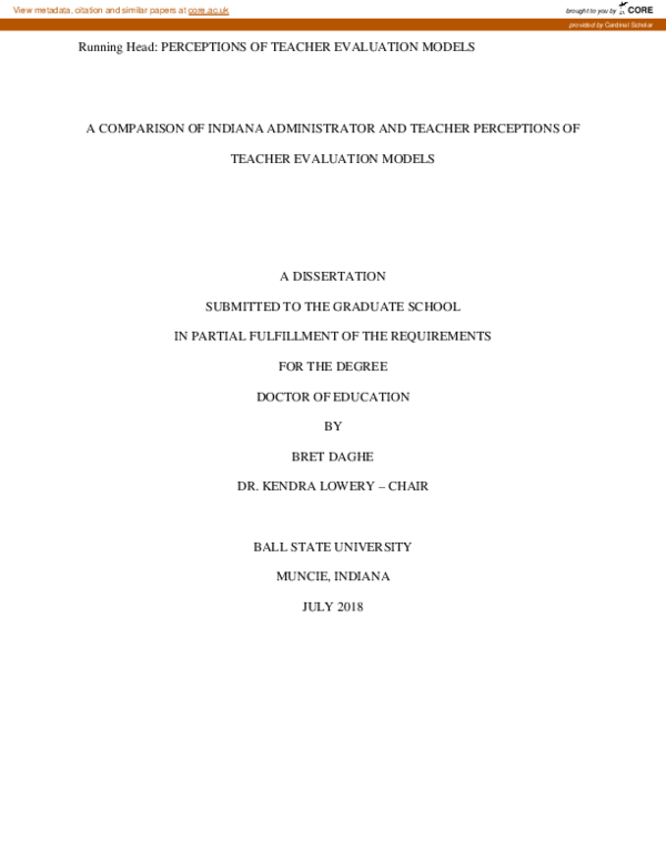 (PDF) Perceptions of teacher evaluation models