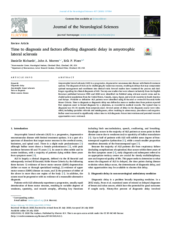 (PDF) Time to diagnosis and factors affecting diagnostic delay in ...