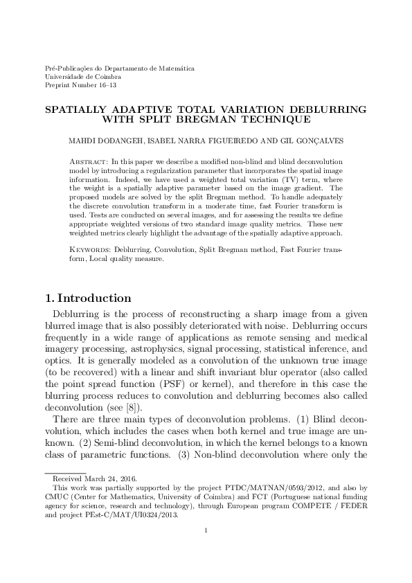 (PDF) Spatially adaptive total variation deblurring with split Bregman ...