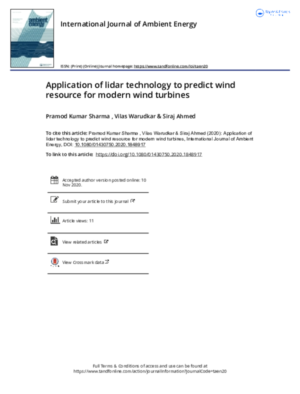 (PDF) Application of lidar technology to predict wind resource for ...