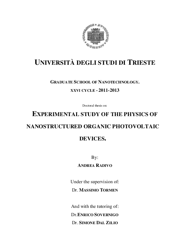 (PDF) Doctoral thesis on: EXPERIMENTAL STUDY OF THE PHYSICS OF ...