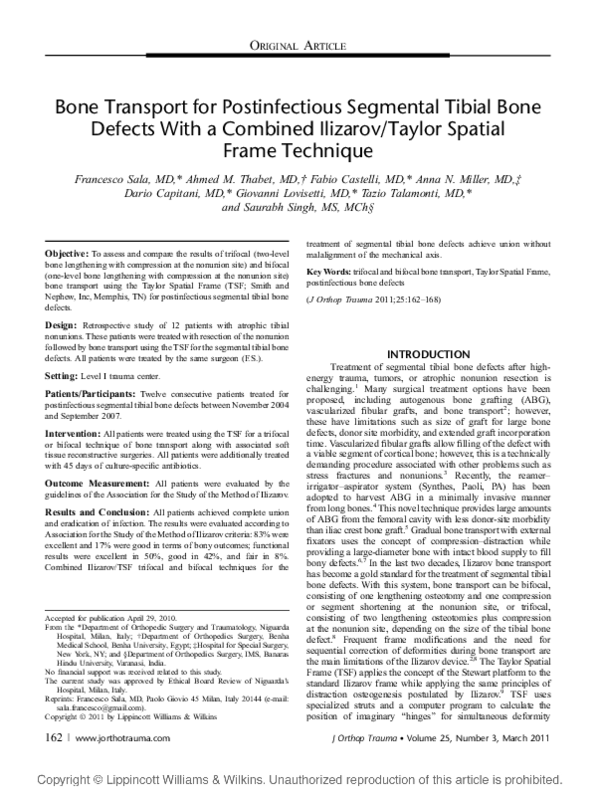 (PDF) Bone Transport for Postinfectious Segmental Tibial Bone Defects ...
