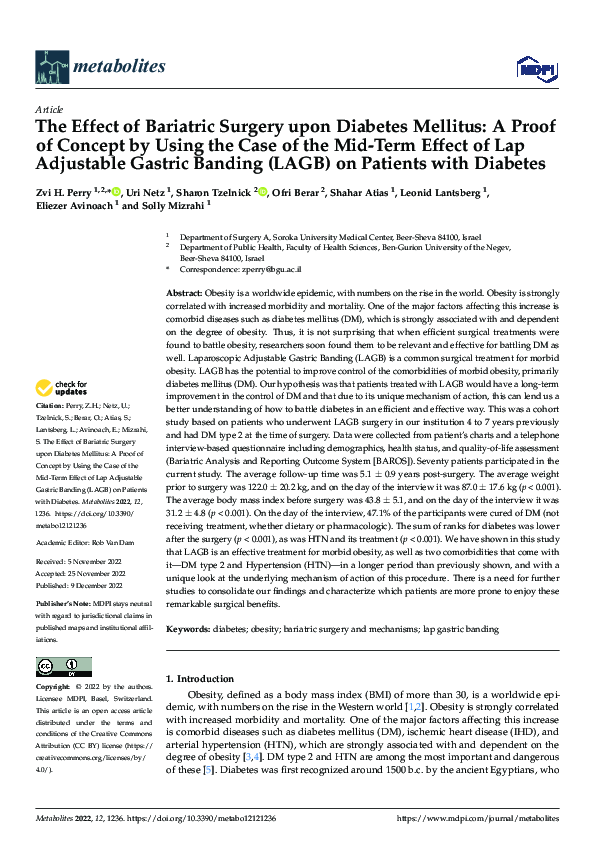 (PDF) The Effect of Bariatric Surgery upon Diabetes Mellitus: A Proof ...