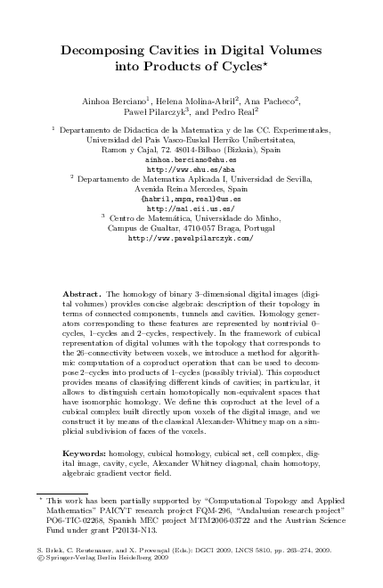 (PDF) Decomposing Cavities in Digital Volumes into Products of Cycles