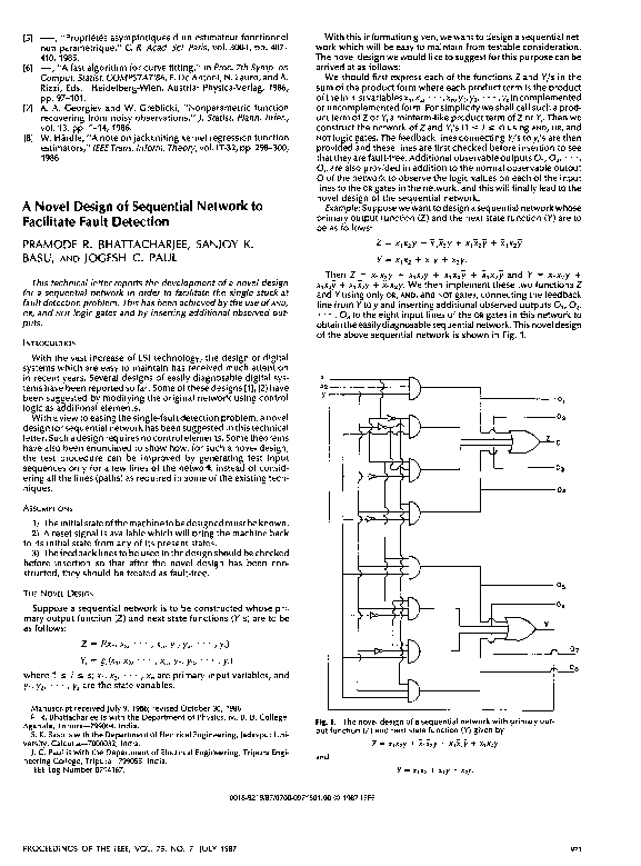 (PDF) A novel design of sequential network to facilitate fault detection