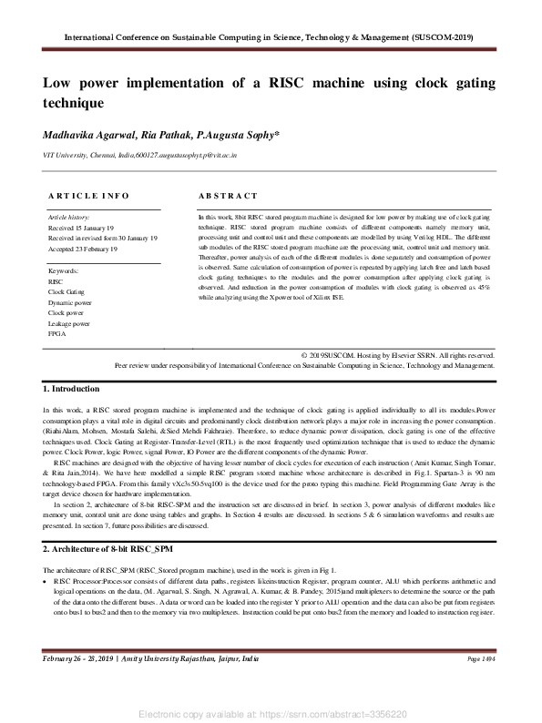 (PDF) Low Power Implementation of a RISC Machine Using Clock Gating ...
