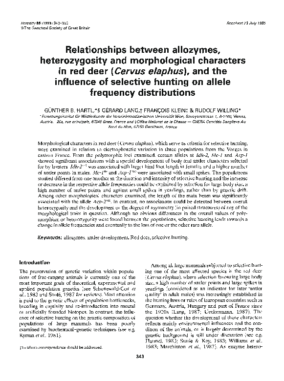 (PDF) Relationships between allozymes, heterozygosity and morphological ...