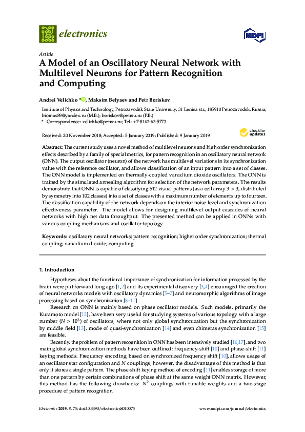 (PDF) A Model of an Oscillatory Neural Network with Multilevel Neurons ...