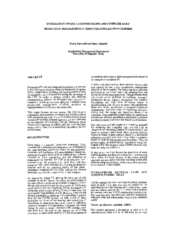 (PDF) Integration of simulation modeling and computer aided production ...