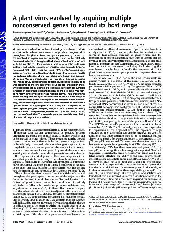 (PDF) A plant virus evolved by acquiring multiple nonconserved genes to ...