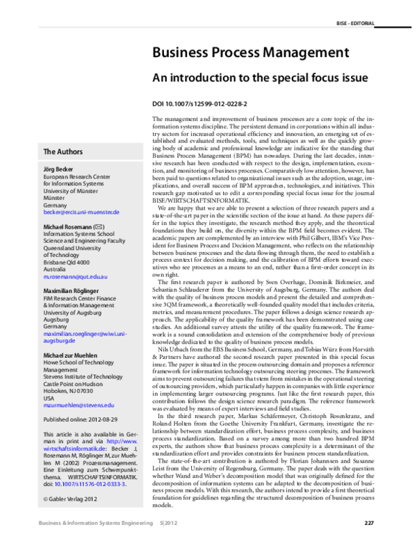 (PDF) Business Process Management