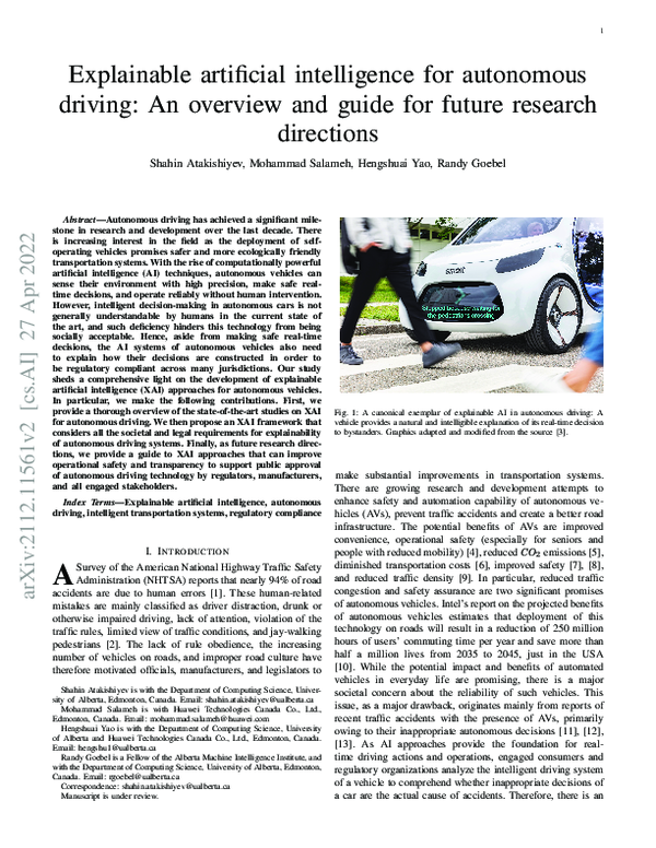 Fresh Look at Pdf Explainable Artificial Intelligence For Autonomous Driving An