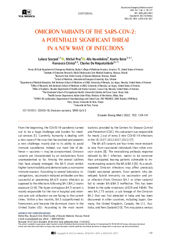 (PDF) Omicron variants of the SARS-COV-2: A potentially significant ...