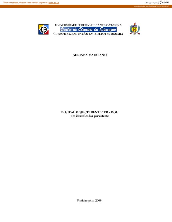 (PDF) Digital Object Identifier- DOI: um identificador persistente