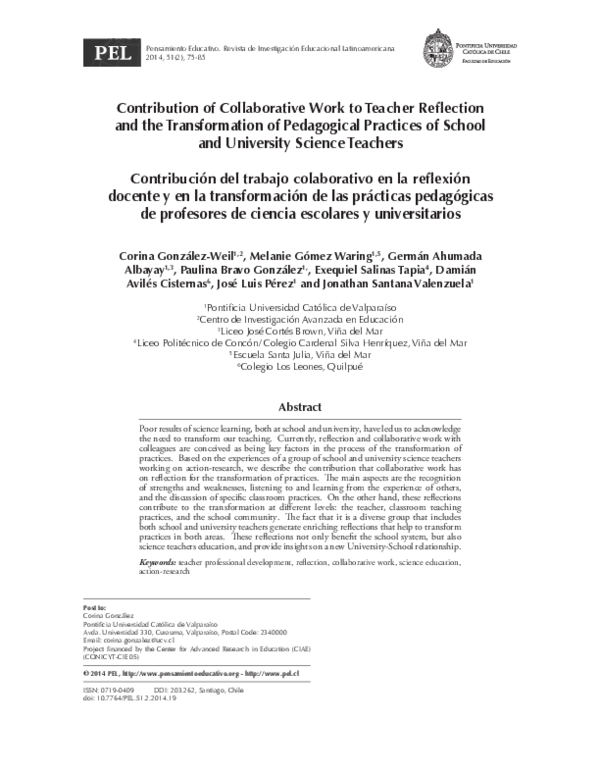 (PDF) Contribution of Collaborative Work to Teacher Reflection and the ...