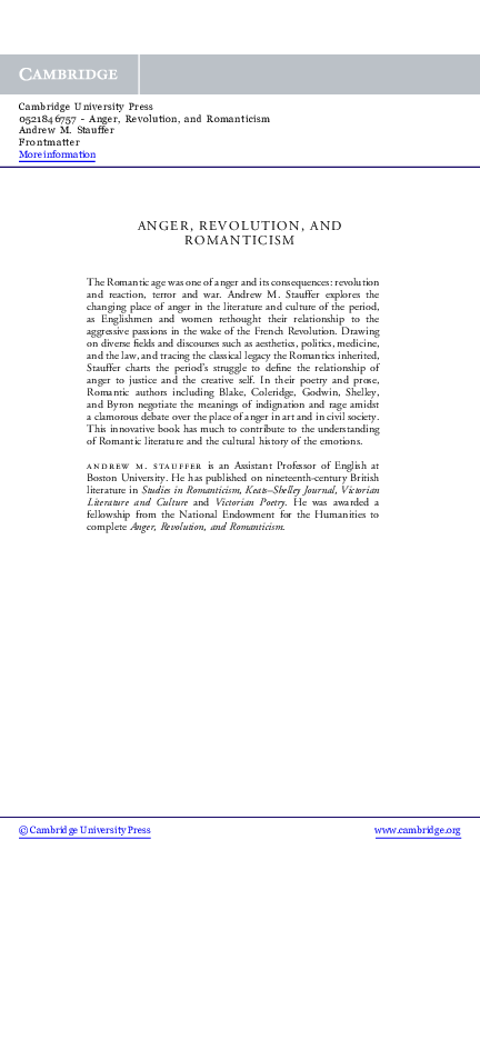 (PDF) Anger, Revolution, and Romanticism