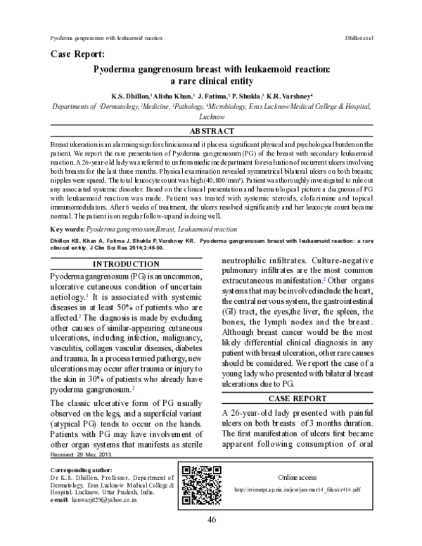 (PDF) Pyoderma gangrenosum breast with leukaemoid reaction: a rare ...