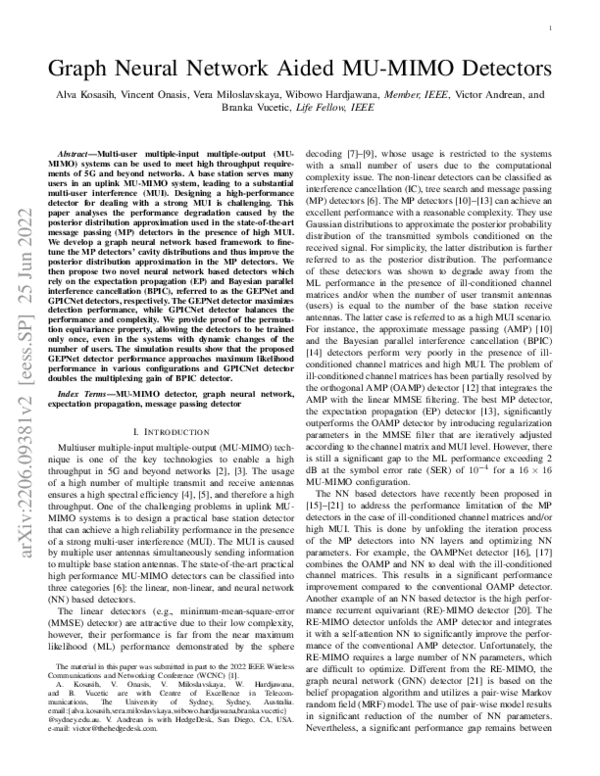 (PDF) Graph Neural Network Aided MU-MIMO Detectors