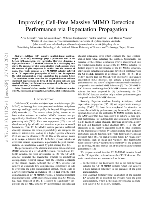 (PDF) Improving Cell-Free Massive MIMO Detection Performance via ...