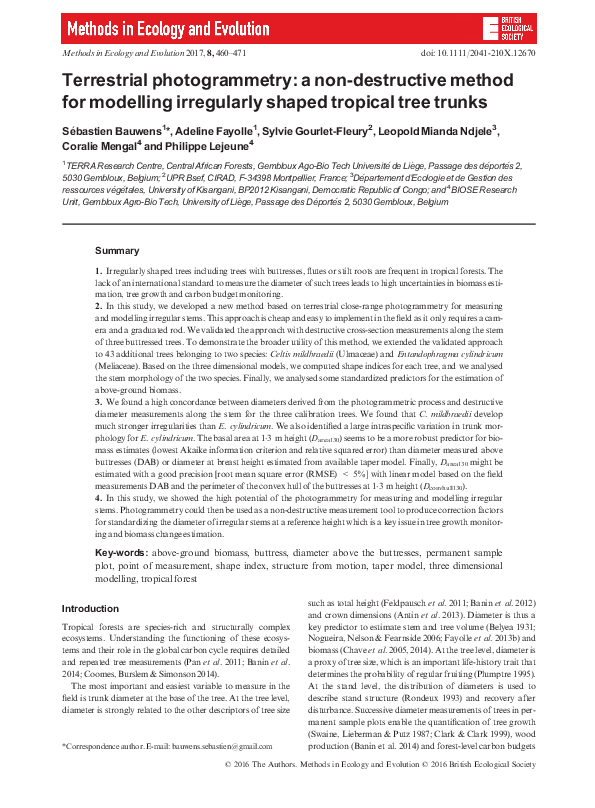 (PDF) Terrestrial photogrammetry: a non‐destructive method for ...