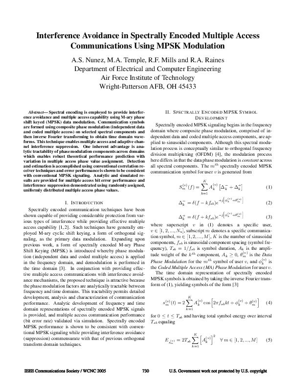 (PDF) Interference avoidance in spectrally encoded multiple access ...