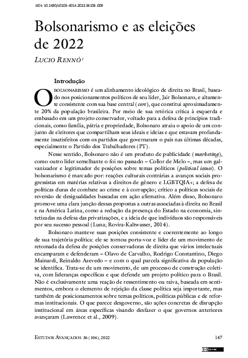 (PDF) Bolsonarismo e as eleições de 2022