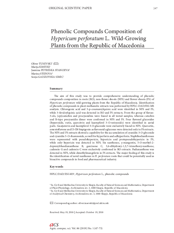 (PDF) Phenolic Compounds Composition of Hypericum perforatum L. Wild ...