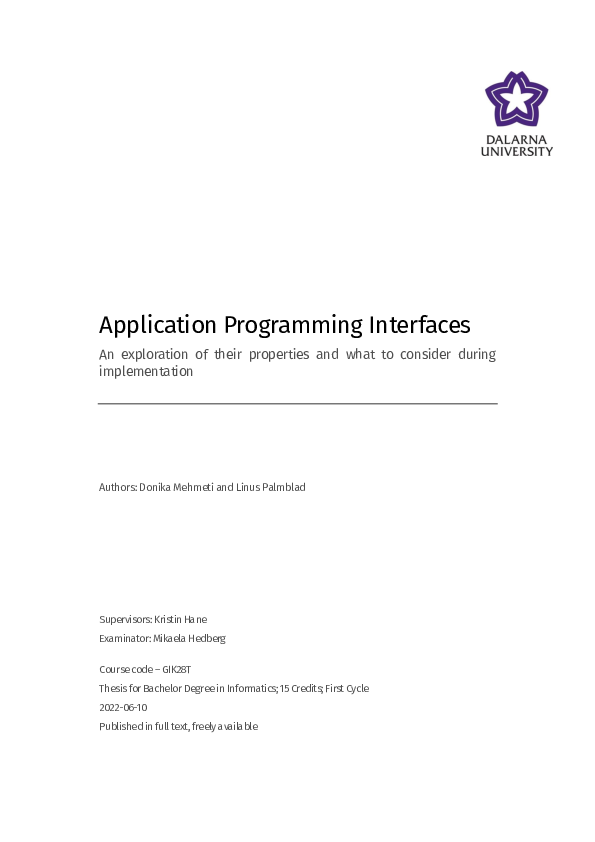 (PDF) Application Programming Interfaces An exploration of their ...