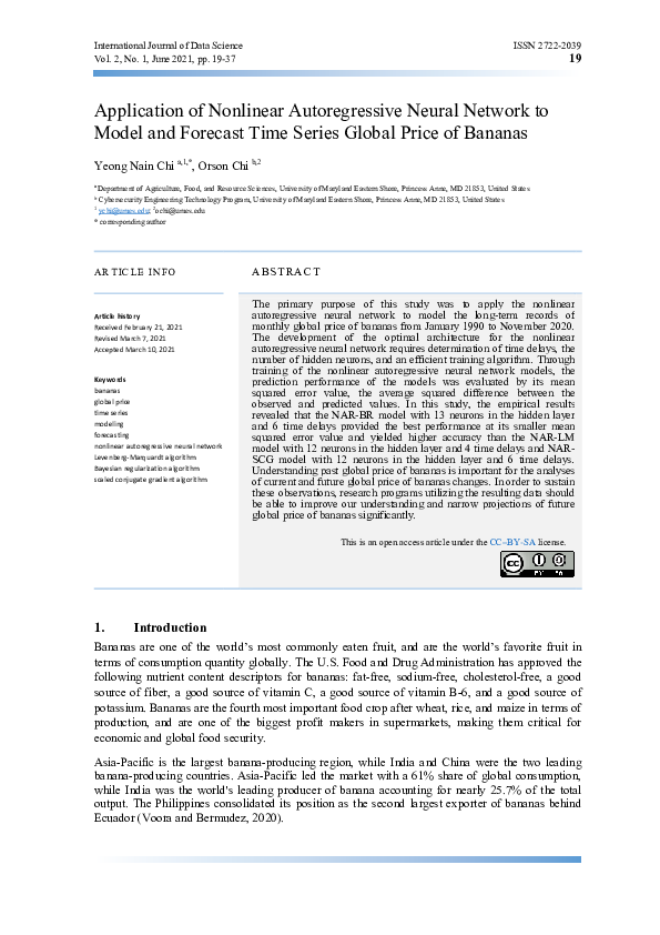 (PDF) Application of Nonlinear Autoregressive Neural Network to Model ...
