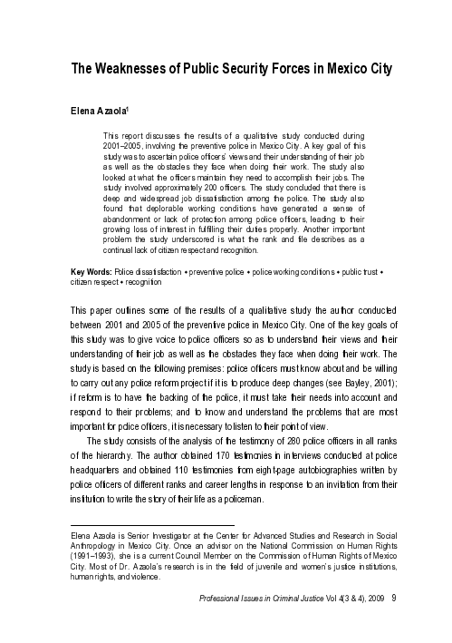 (PDF) The Weaknesses of Public Security Forces In Mexico City