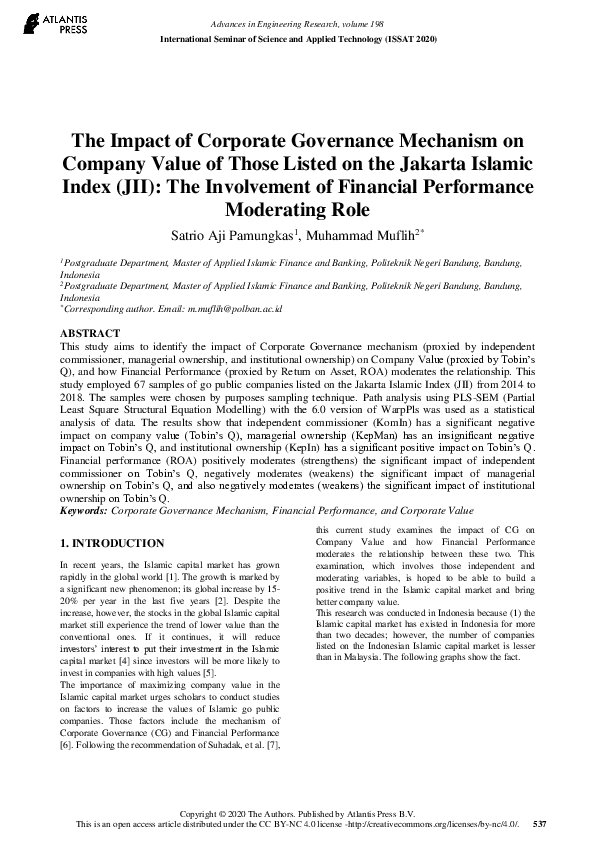 (PDF) The Impact of Corporate Governance Mechanism on Company Value of ...