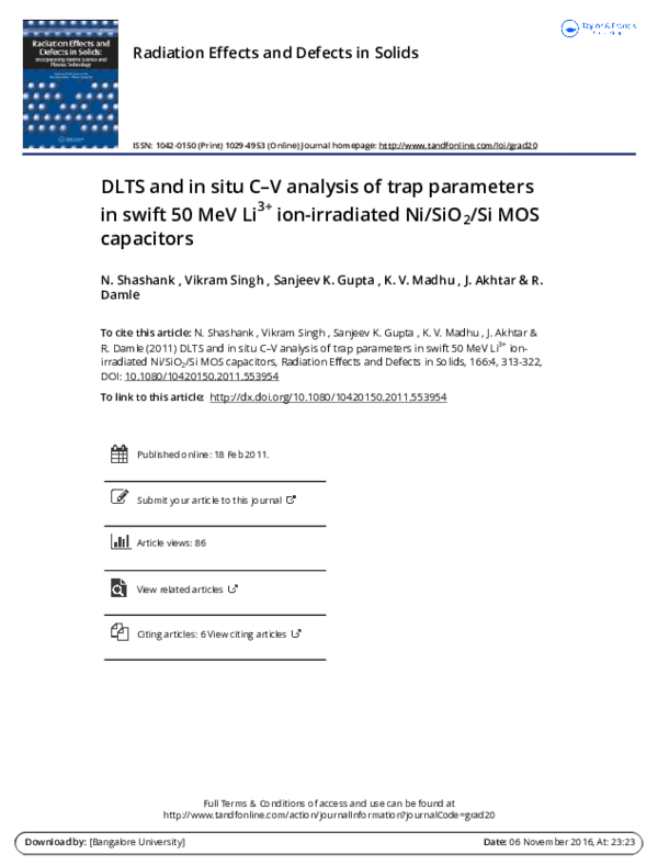 (PDF) DLTS andin situ C–Vanalysis of trap parameters in swift 50 MeV ...