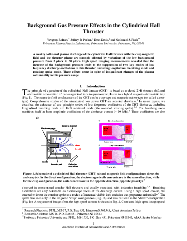 (PDF) Background Gas Pressure Effects in the Cylindrical Hall Thruster