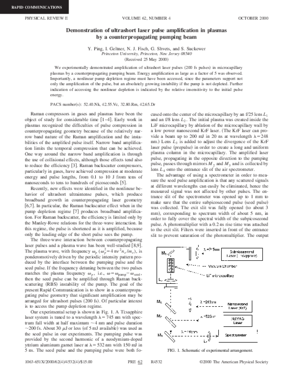 (PDF) Demonstration of ultrashort laser pulse amplification in plasmas ...