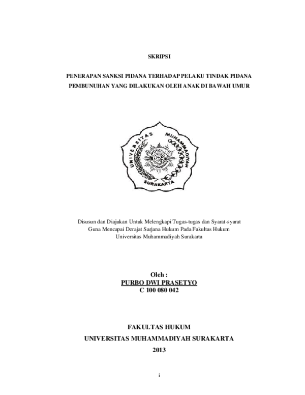 (PDF) Penerapan Sanksi Pidana Terhadap Pelaku Tindak PidanaPembunuhan ...