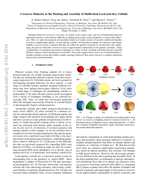 (PDF) Crossover Behavior in the Packing and Assembly of Multivalent ...