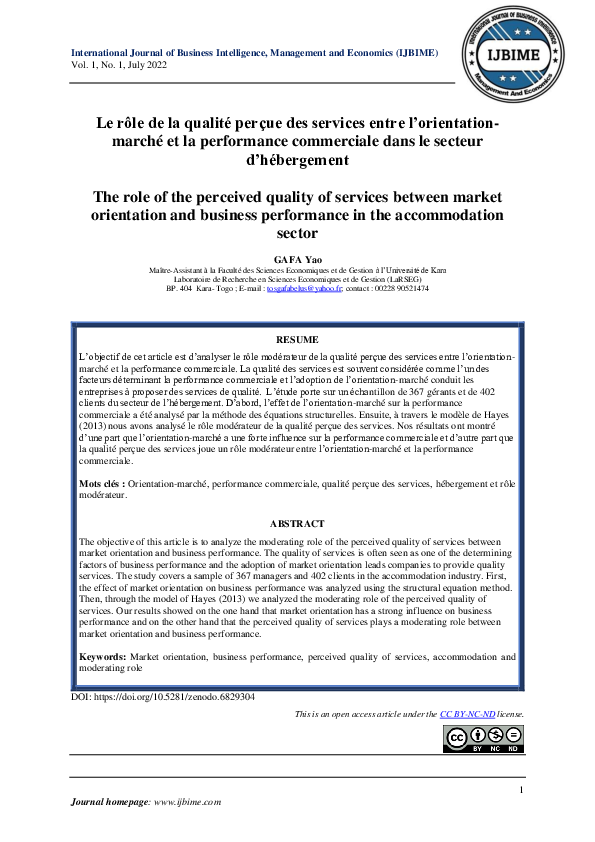 (PDF) Le rôle de la qualité perçue des services entre l'orientation ...